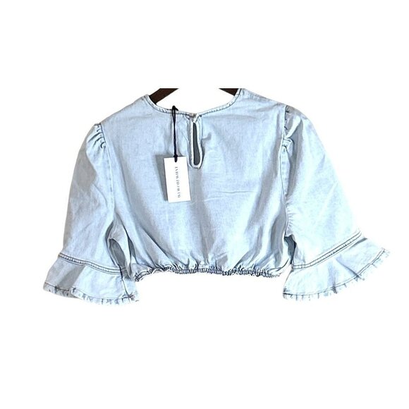 WeWoreWhat Women's Super Light Denim Crop Top and Cut Out Skirt Blue Size S NWT - Picture 9 of 13